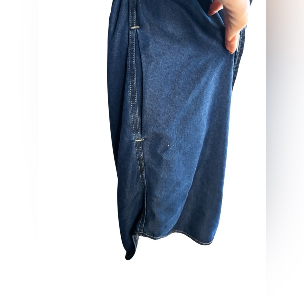 Dittos Doux women’s Dark Blue button down Denim Jean mini dress pockets sz M - Picture 7 of 10